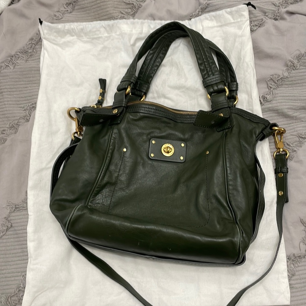 Marc Jacobs Hunter green lock satchel purse